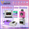 VPLUS 25,000-puff vape featuring an UltraVivid color display for wattage (11W-22W) and battery status monitoring, dual mesh coil, magnetic metal shell, and Type-C fast charging.
