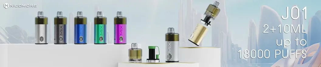 Nicomore J01 vape device available in multiple colour variants like silver, blue, green, purple, and more