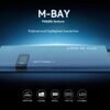 M-BAY vape device with metallic blue finish, LED display, 10000 puffs capacity, 12ml e-liquid, and mesh coil