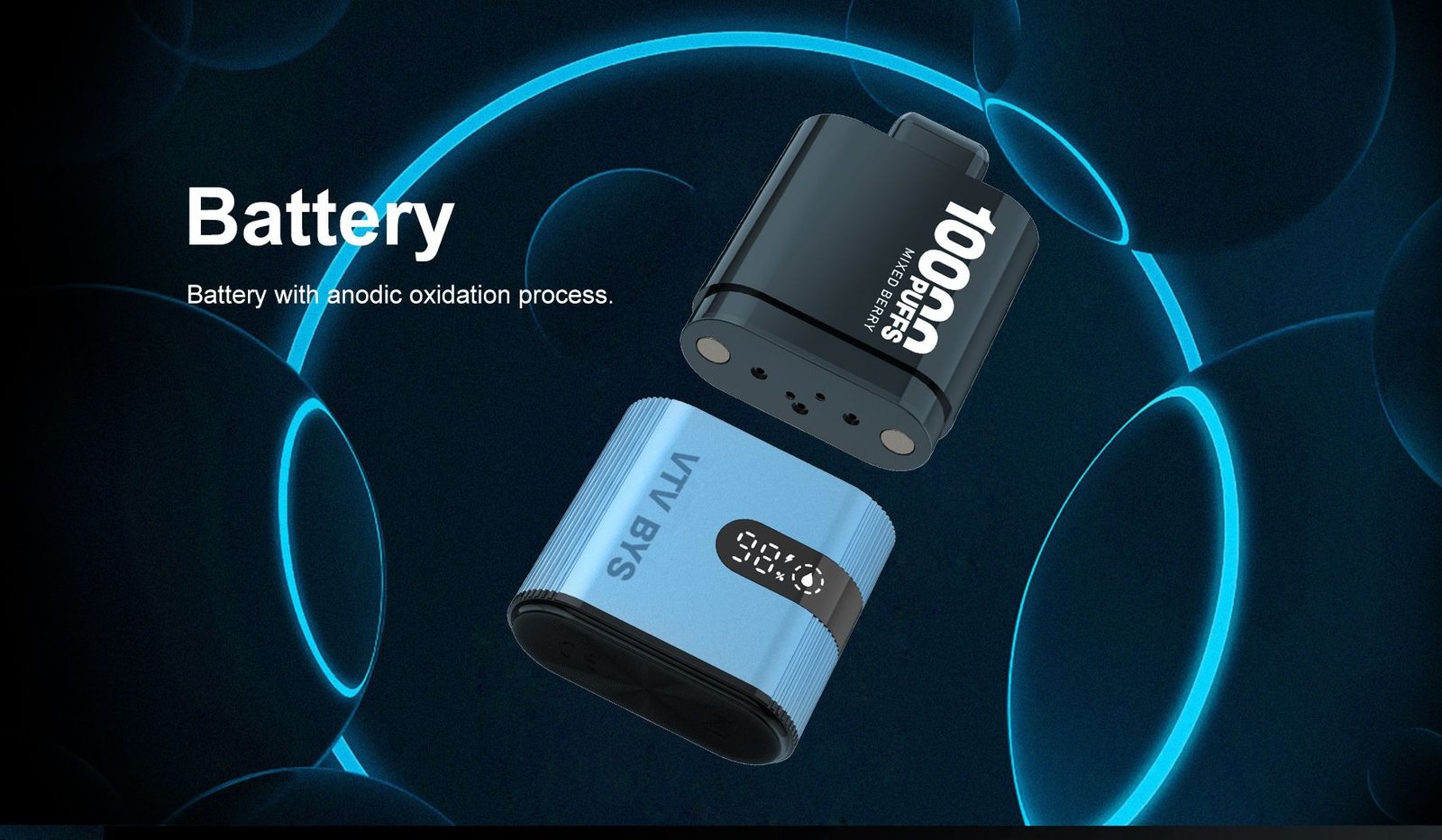 Battery components and base of VTV BYS vape with dual contact points