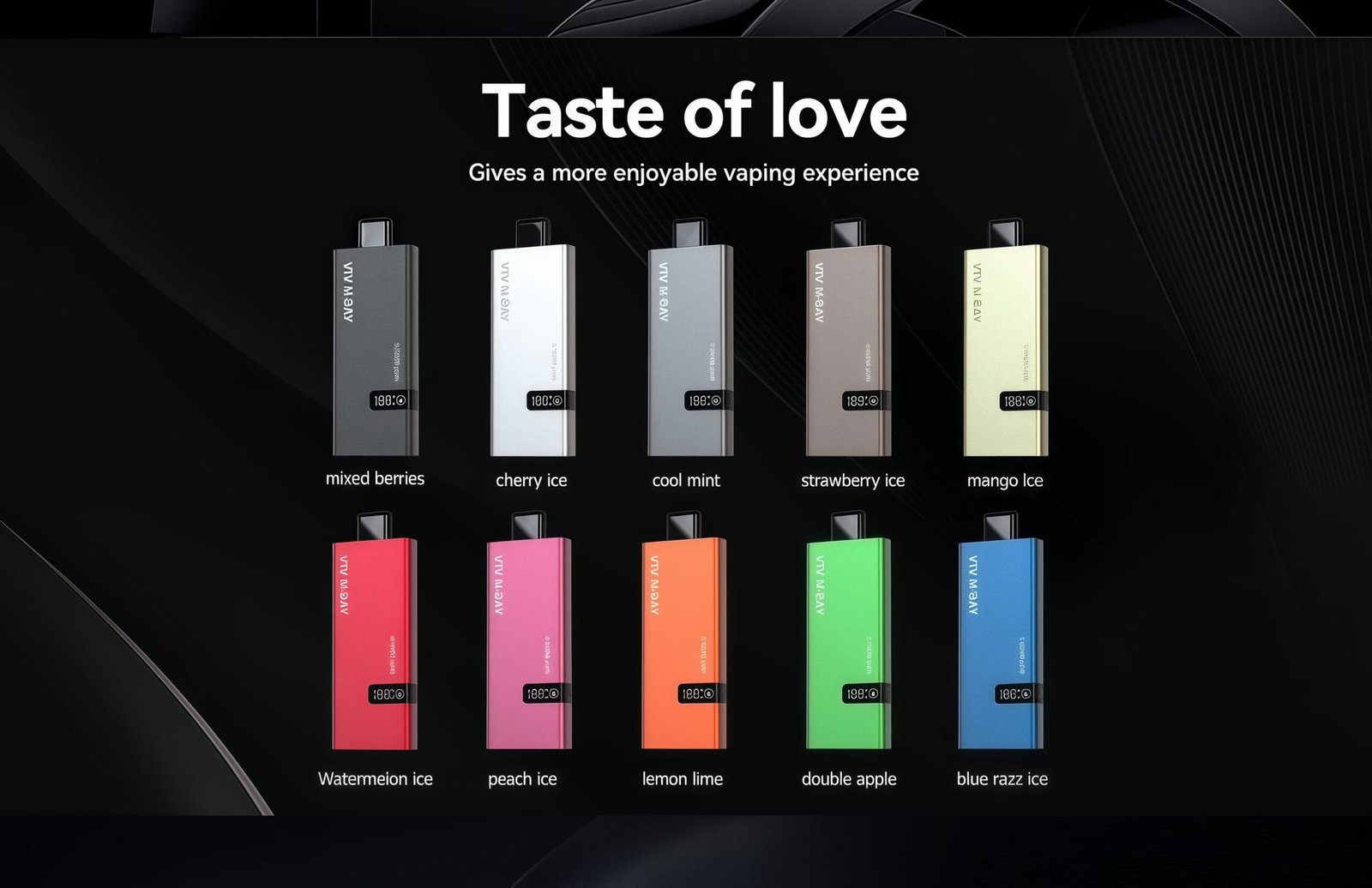 VTV M-Bay disposable vape full flavor collection with 10 flavor variants displayed