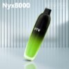 VTV Nyx8000 green gradient disposable vape with 8000 puffs, mesh coil and 11.5ml e-liquid