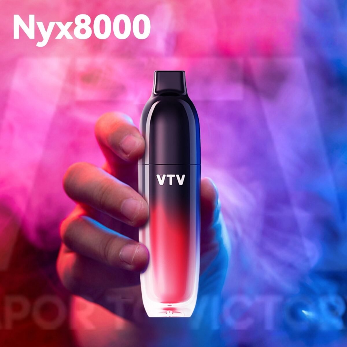 Hero shot of VTV NYX8000 disposable vape - 8000 puffs, silver streamlined design