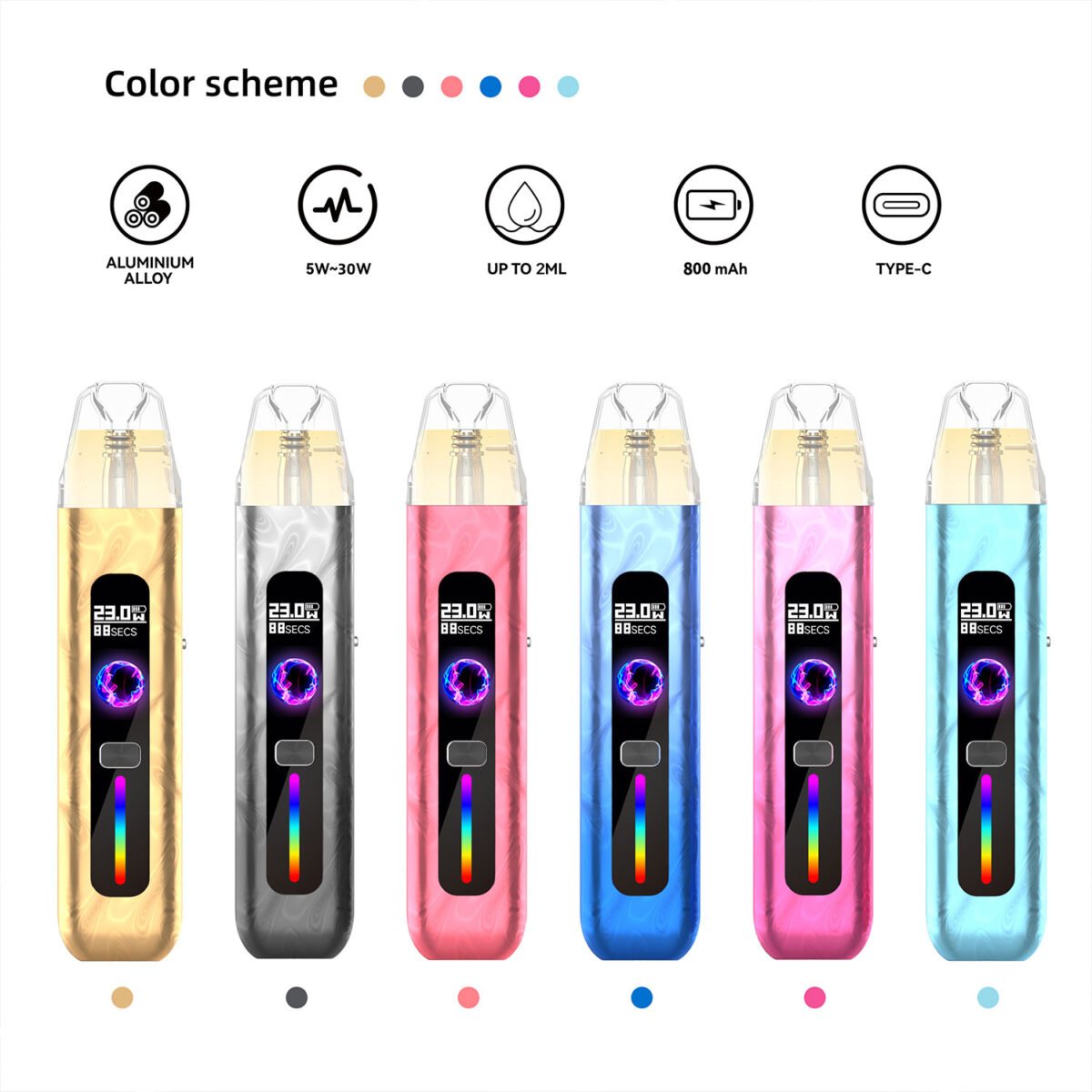 Alternative view of Foli Refillable Vape Pod with LED Light